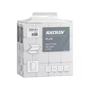 Papierové utierky skladané ZZ 2-vrstvove KATRIN Plus super biele Handy pack (16bal. x 190 útrž.)