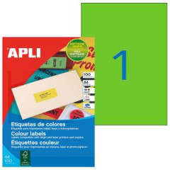 Etikety farebn 210x297mm APLI A4 100 hrkov fluo zelen 