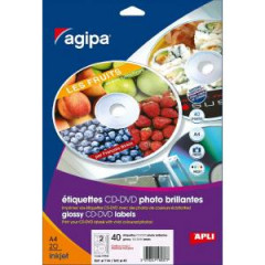 Etikety univerzlne na CD/DVD priemer 114mm Agipa 100 hrkov 