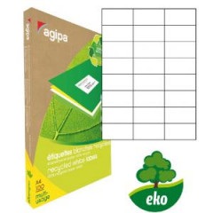 Etikety univerzlne recyklovan 70x37mm Agipa A4 100 hrkov 