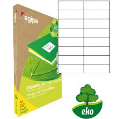 Etikety univerzlne recyklovan 105x37mm Agipa A4 100 hrkov 