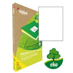 Etikety univerzlne recyklovan 210x297mm Agipa A4 100 hrkov 