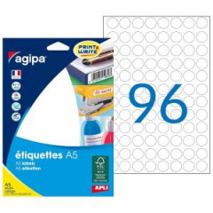 Etikety kruhov 15mm Agipa A5 biele 