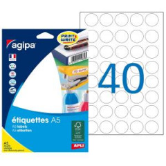 Etikety kruhov 24mm Agipa A5 biele 
