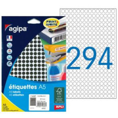Etikety kruhov 8mm Agipa A5 ierne 