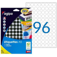 Etikety kruhov 15mm Agipa A5 ierne 