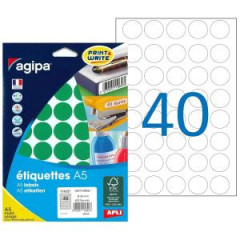 Etikety kruhov 24mm Agipa A5 zelen 