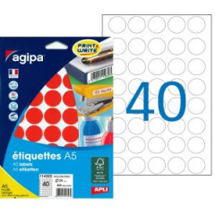 Etikety kruhov 24mm Agipa A5 erven 