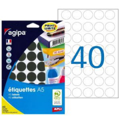 Etikety kruhov 24mm Agipa A5 ierne 