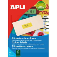 Etikety farebn 70x31mm APLI A4 100 hrkov fluo erven 