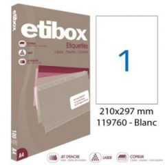 Etikety univerzlne 210x297mm Etibox A4 100 hrkov