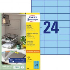 Etikety farebn 70x37mm Avery A4 100 hrkov modr 