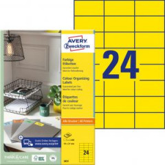 Etikety farebn 70x37mm Avery A4 100 hrkov lt 