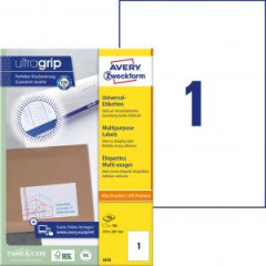 Etikety univerzlne 210x297mm Avery A4 100 hrkov 