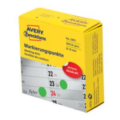 Etikety kruhov 10mm Avery zelen v dispenzore 