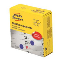 Etikety kruhov 19mm Avery modr v dispenzore 