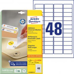 Etikety univerzlne odnmaten 45,7x21,2mm Avery A4 25+5 hrkov 