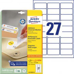 Etikety univerzlne odnmaten 63,5x29,6mm Avery A4 25+5 hrkov 