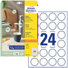 Etikety univerzlne kruhov 40mm Avery A4 10 hrkov 
