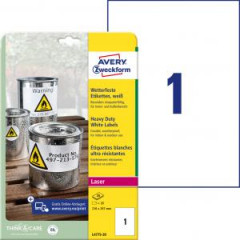 Etikety polyesterov vemi odoln 210 x 297mm Avery A4 biele 20 hrkov 