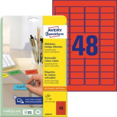 Etikety Avery odnmaten 45,7x21,2 mm erven