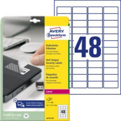 Etikety odoln na pecilne pouitie Avery `achovnicov vzor` 45,7x21,2mm A4 biele 20 hrkov 