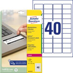 Etikety odoln na pecilne pouitie Avery `okamite viditen manipulcia` 45,7x25,4mm biele 