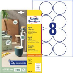 Etikety univerzlne kruhov 69mm Avery A4 10 hrkov 