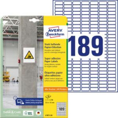 Etikety univerzlne 25,4x10mm Avery A4, silne lepiv 20 hrkov 