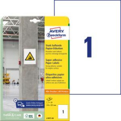 Etikety univerzlne 210x297mm Avery A4, silne lepiv 20 hrkov 