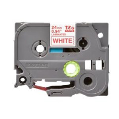 Samolepiaca pska Brother TZe-252 24 mm erven psmo na bielej pske 
