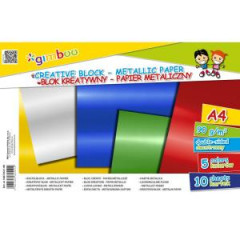 Kreatívny farebný blok GIMBOO A4, obojstranný, 5 metalických farieb, 10 listov, 90 GSM 