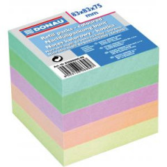 Poznmkov bloek kocka nelepen, 83x83x75 mm, pastelov farby 