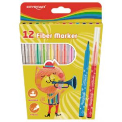 Sada popisovaov KEYROAD Fiber Marker, 12 ks, mix farieb 