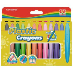 Voskov pastelky KEYROAD Twin Tips trojhrann, mix farieb 