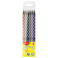 Farbiky trojhrann ierne drevo KEYROAD 6ks, mix metalickch farieb 