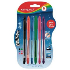 Gukov pero KEYROAD Soft Jet 0,7 mm, blister 6 ks, mix farieb 