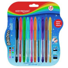 Gukov pero KEYROAD Soft Jet 0,7 mm, blister 10 ks, mix farieb 