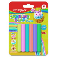 Plastelna KEYROAD pastel, blister 6 ks, mix farieb 