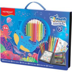 Sada na kreslenie KEYROAD Ocean, 65 ks, krabica s rúčkou, modrá 