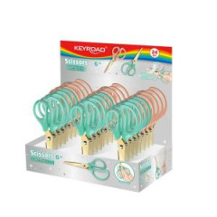Nožnice kovovo-titánové KEYROAD, ergonomické, 15,5 cm, mix farieb, displej 24 ks 