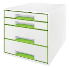 Zásuvkový box Leitz WOW so 4 zásuvkami metalický zelený