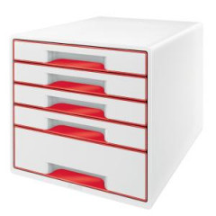 Zsuvkov box Leitz WOW s 5 zsuvkami erven 