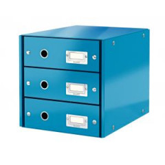 Zsuvkov box Leitz Click & Store 3 zsuvky metalick modr