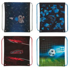 Vrecko na prezuvky Herlitz 36x5x40,5x0,5cm mix Vesmr ralok Pretekrske auto erven Futbal