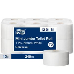 Toaletn papier 1-vrstv. TORK Mini Jumbo 18,8 cm, nvin 240 m, prrodn biely, T2 (12 ks) 