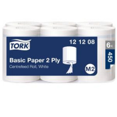 Papierov utierky v rolke so stred. odvjanm 2-vrstv. TORK biele M2, nvin 121,5 m (6 ks) 