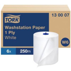 Papierov utierky v rolke 1-vrstv. TORK Basic biele W6, nvin 250 m (6 ks) 