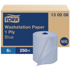 Papierov utierky v rolke 1-vrstv. TORK Basic modr W6, nvin 250 m (6 ks) 