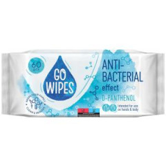 Vlhen obrsky GoWipes antibakterilne s vitamnovm komplexom (A,C,E a D-panthenol) 60ks 